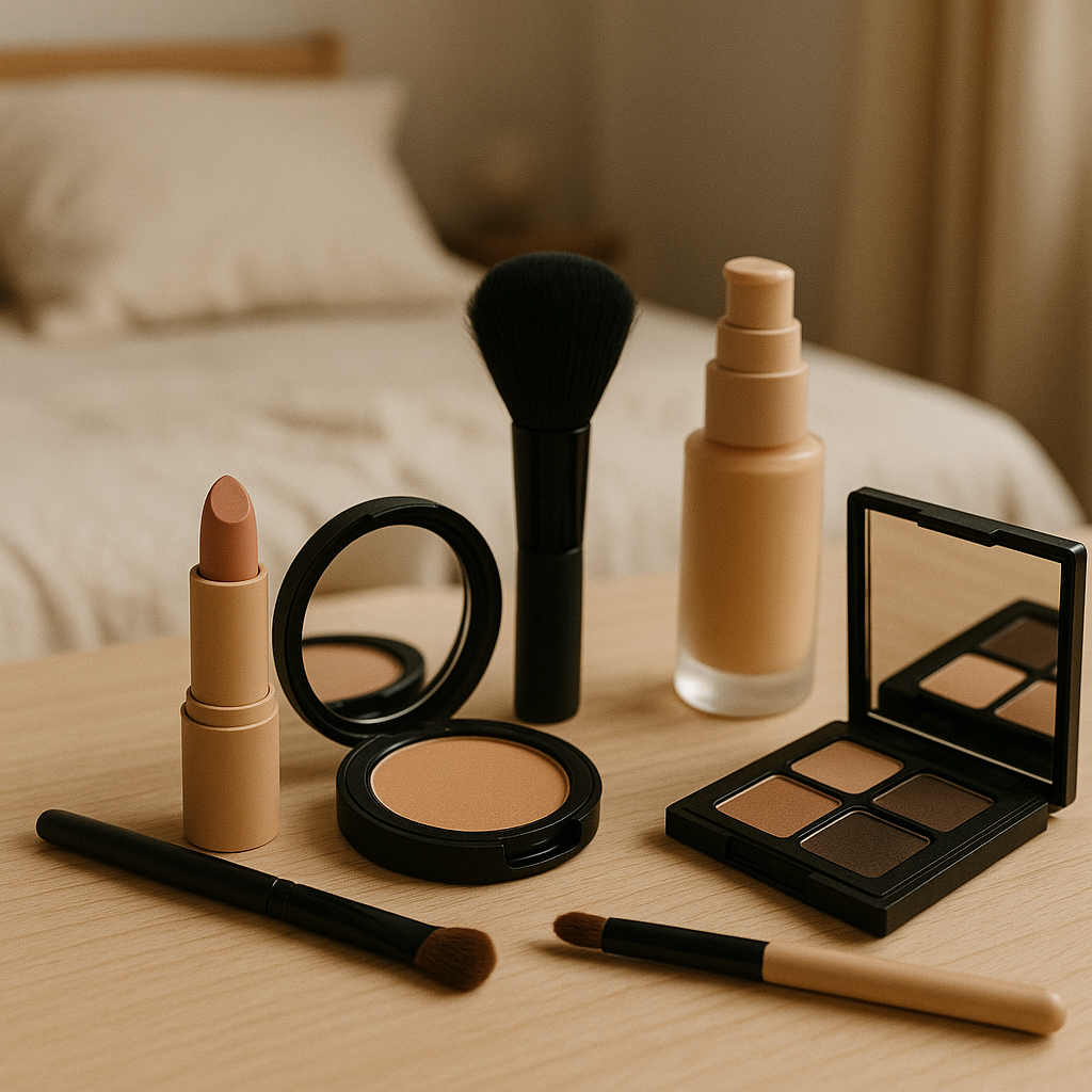 Makeup set in bedroom